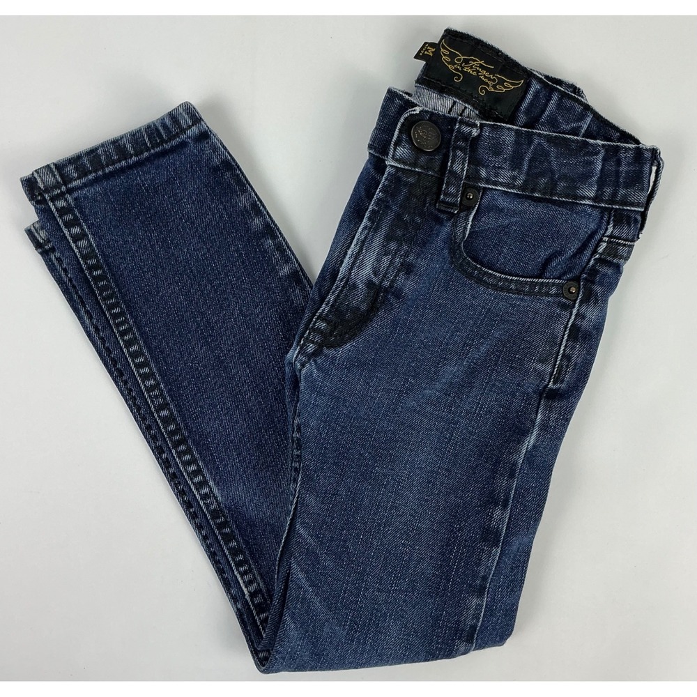 Finger‎ in the Nose Boys Jeans Size M Dark Wash Distressed Denim Slim Fit